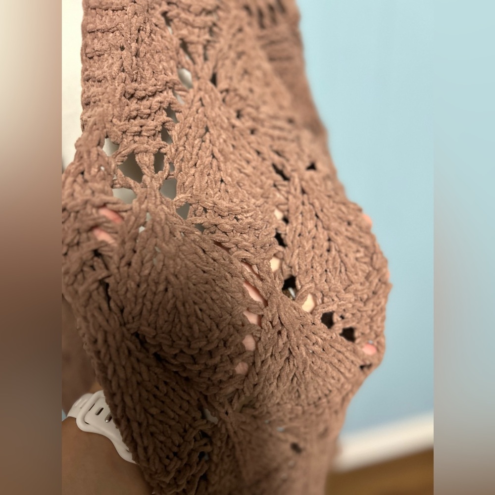 Plus Size. Open Knit, Cocoa Cardigan. - image 5